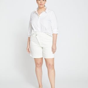 Universal Standard Katie High rise crossover White Denim Shorts - NWT